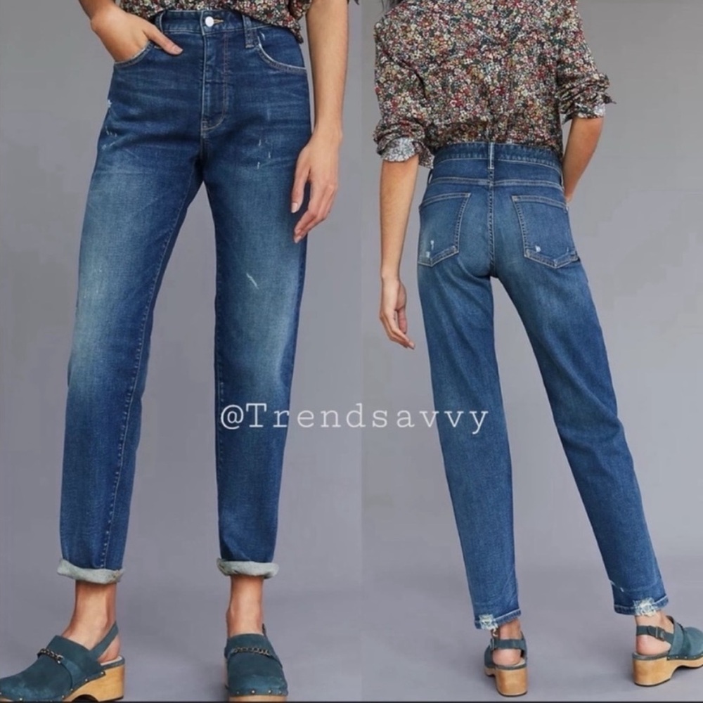 Anthropologie Pilcro Selvedge Boyfriend Jeans Size 32 Blue Relaxed Denim Plus - Picture 1 of 8